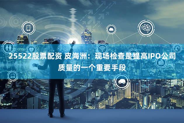 25522股票配资 皮海洲：现场检查是提高IPO公司质量的一个重要手段