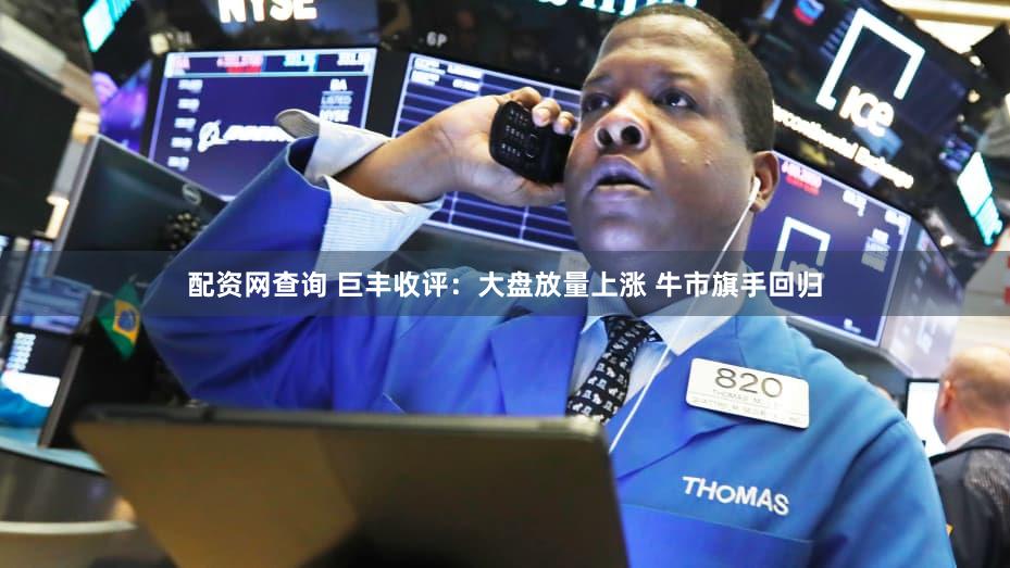 配资网查询 巨丰收评：大盘放量上涨 牛市旗手回归